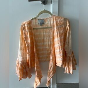 Chloe Oliver Orange “tie-dye” wrap blouse